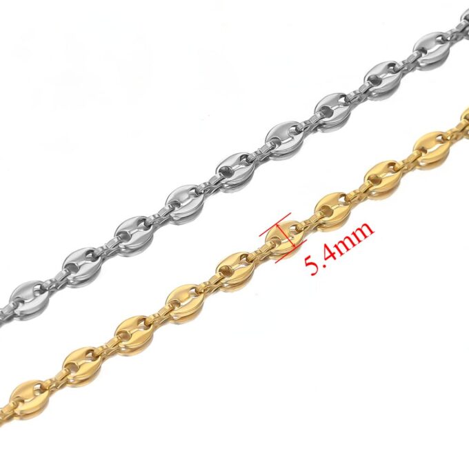 N7698a Chaine graine de cafe fine Acier Inoxydable 5mm - Bijoux Colliers en ligne Ninanina