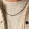 N7698c Chaine graine de cafe fine Acier Inoxydable 5mm - Bijoux Colliers en ligne Ninanina