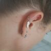 N7617b Boucle d'Oreille Cartilage Femme Plume Argent 925 - Bijoux Boucles d'oreilles en ligne Ninanina