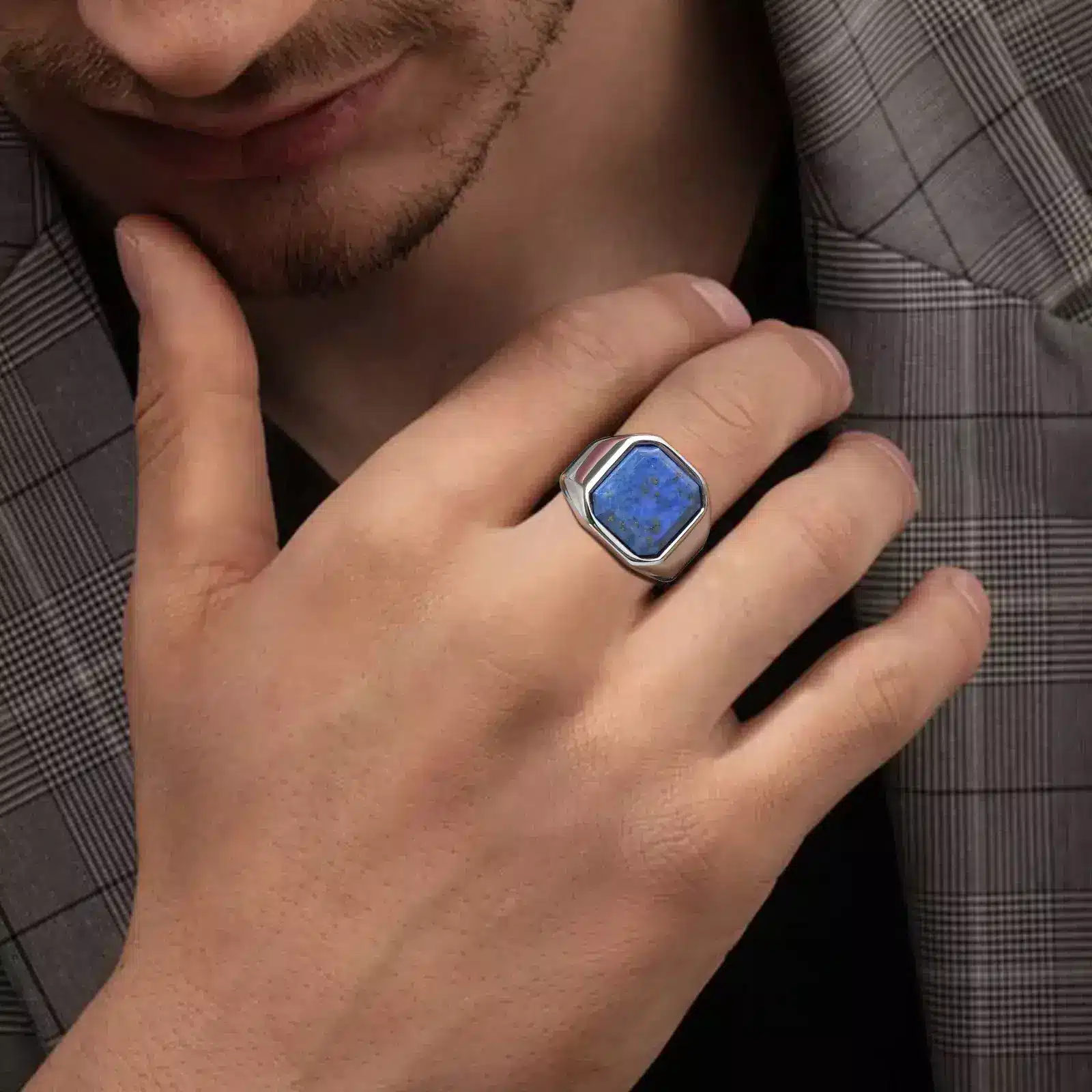 BAGUE POUR HOMME ADO GARCON ACIER BLEU BLU-RAY ORIGINALE NEUVE