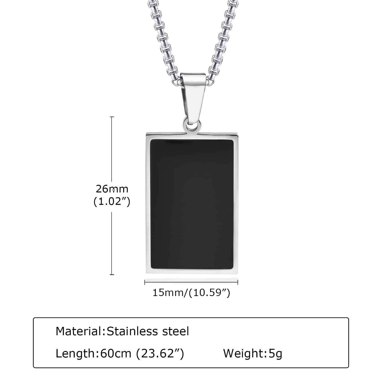 Collier unique noir rectangle