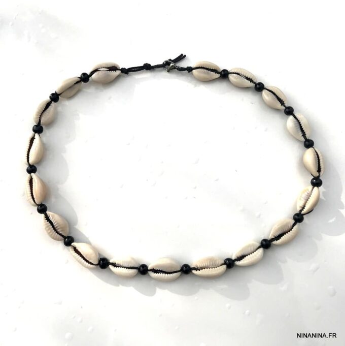 N7700a Collier cauris ras de cou homme ou femme - Bijoux Colliers en ligne Ninanina