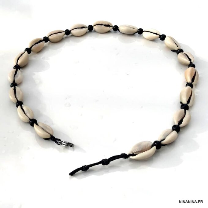 N7700c Collier cauris ras de cou homme ou femme - Bijoux Colliers en ligne Ninanina