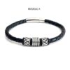 N7661E Bracelet cuir homme luxe tressé Acier Inoxydable - Bijoux Bracelets en ligne Ninanina