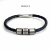 N7661F Bracelet cuir homme luxe tressé Acier Inoxydable - Bijoux Bracelets en ligne Ninanina