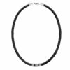 N7662 Collier cuir tressé noir et Acier inoxydable 45 cm - Bijoux Colliers en ligne Ninanina
