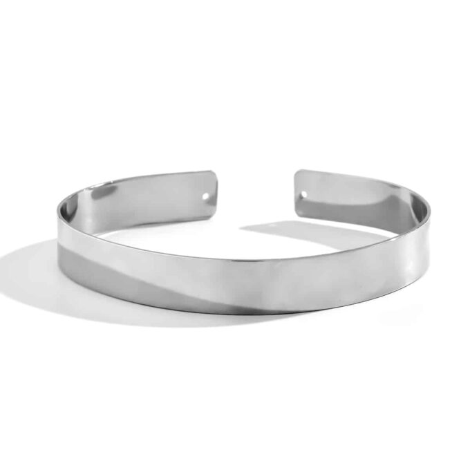 N7703a Bracelet de bras homme lisse métal argent - Bijoux Bracelets en ligne Ninanina