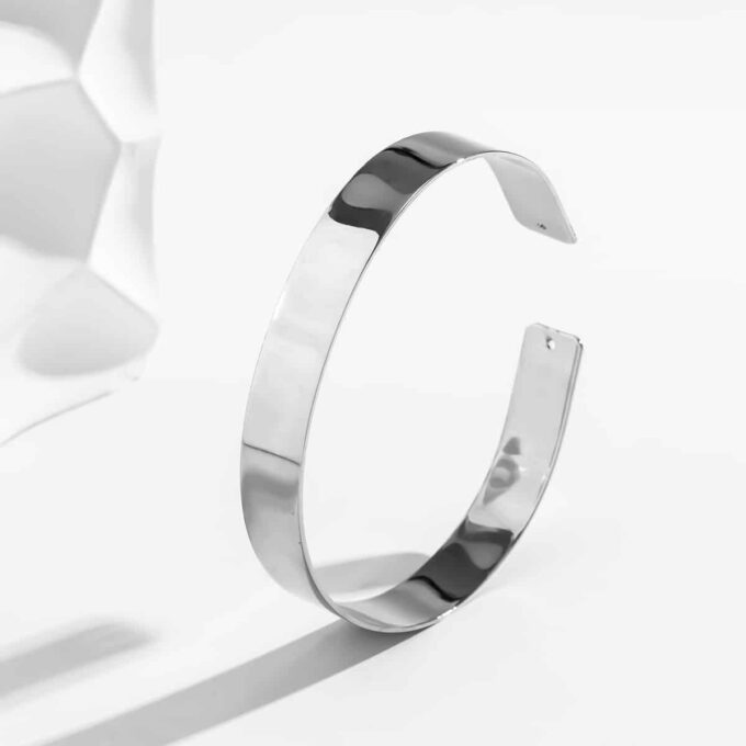 N7703c Bracelet de bras homme lisse métal argent - Bijoux Bracelets en ligne Ninanina