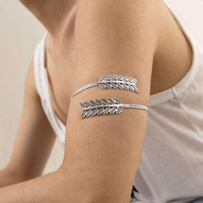 N7704b Bracelet de bras homme ethnique flèche argenté - Bijoux Bracelets en ligne Ninanina