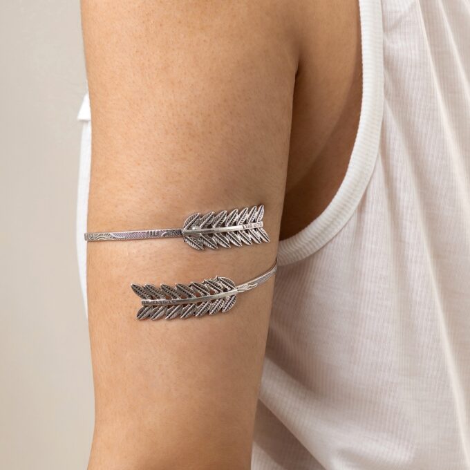 N7704d Bracelet de bras homme ethnique flèche argenté - Bijoux Bracelets en ligne Ninanina