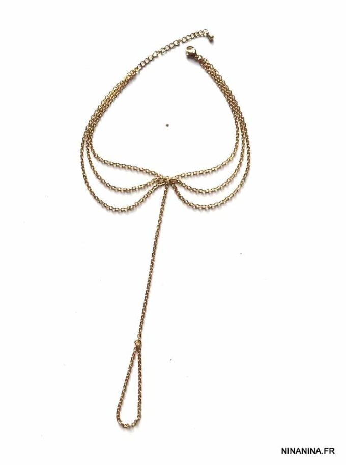N7706a Bijou de pied triple rang plaqué or 14 carats - Bijçux de pied en ligne Ninanina