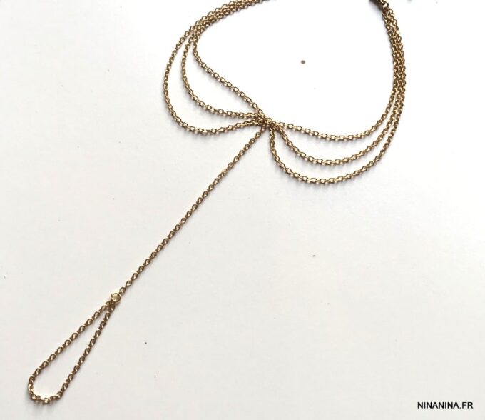 N7706b Bijou de pied triple rang plaqué or 14 carats - Bijçux de pied en ligne Ninanina