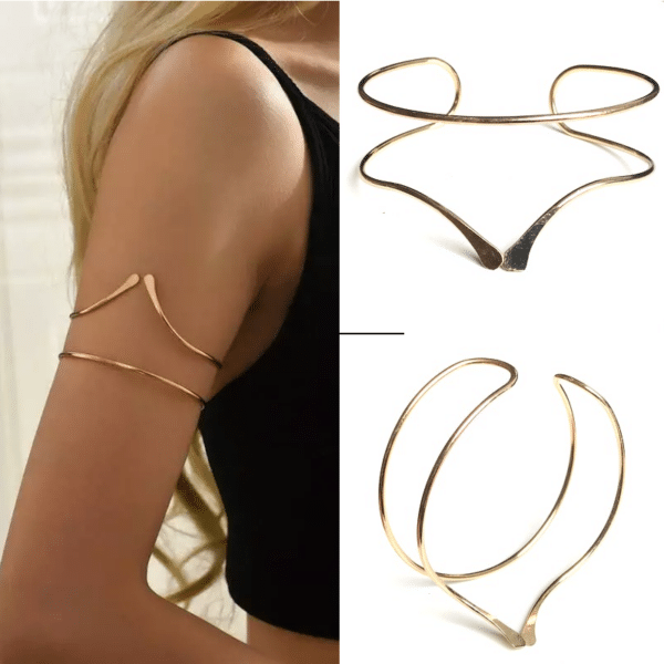 Bracelet tour de bras femme doré double rang Ninanina