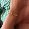N7714l Bracelet manchette ajouré acier doré femme 12mm - Bijoux Bracelets en ligne Ninanina