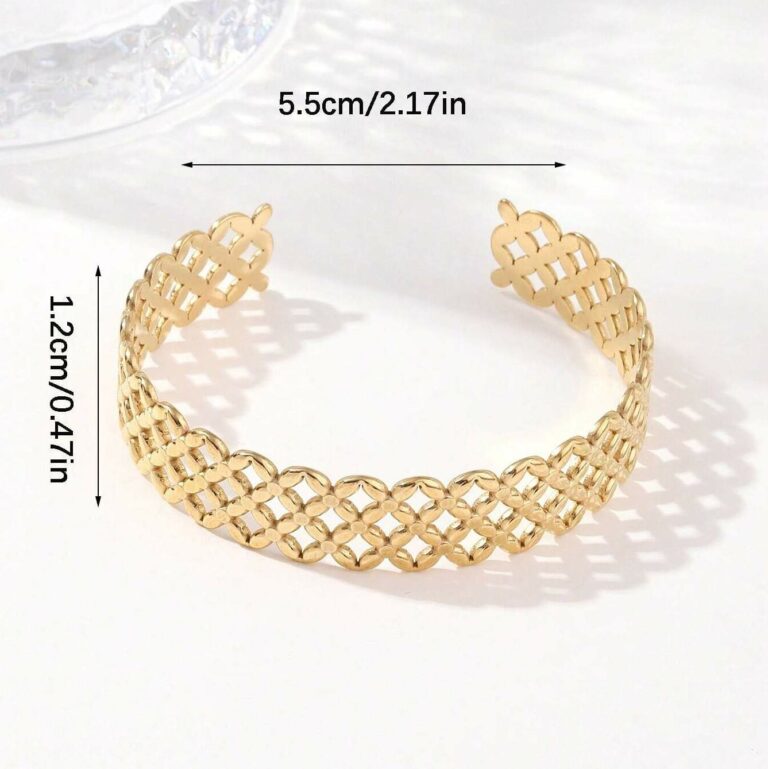 Bracelet Manchette Vintage En Métal Martelé - Dimensions 4.2 X 5.8 Cm, Ouverture 2.7 Cm - Très Bon état