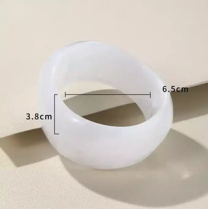 N7718 Bracelet blanc femme jonc large forme ronde 38 cm - Bijoux Bracelets en ligne Ninanina