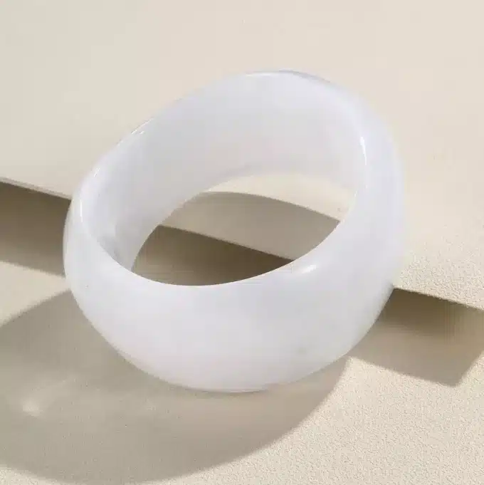 N7718a Bracelet blanc femme jonc large forme ronde 38 cm - Bijoux Bracelets en ligne Ninanina