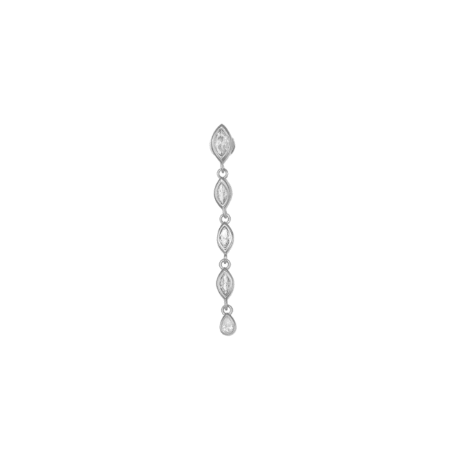 N7709c Mono Boucle Pendante Argent Plaqué Or Et Zirconium - Bijoux Boucles d'oreilles en ligne Ninanina