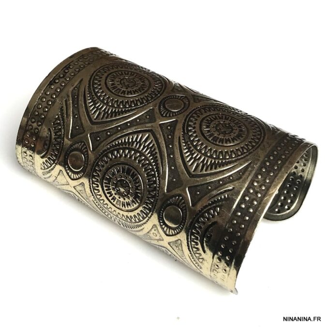 N7722d Bracelet manchette bronze très large motif oeil - Bijoux Bracelets en ligne Ninanina