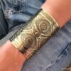 N7722j Bracelet manchette bronze très large motif oeil - Bijoux Bracelets en ligne Ninanina