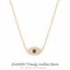 N7725d Collier oeil bleu femme porte bonheur Argent plaqué Or - Bijoux Colliers en ligne Ninanina