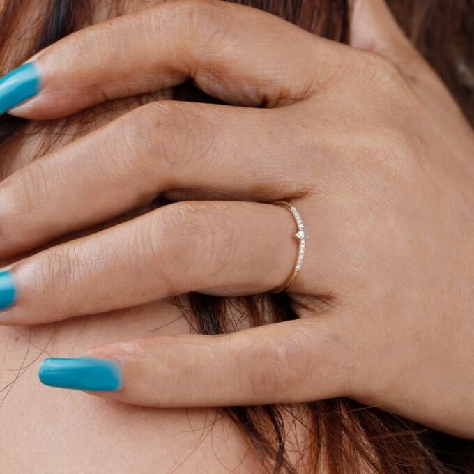 N7730f Bague en Opale naturelle et zirconium diamant synthétique forme marquise Argent 925 plaqué or - Bijoux Bagues en ligne Ninanina