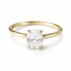 N8556c Bague solitaire diamant synthétique ovale oxyde de zirconium Argent 925 Plaqué or - Bijoux Bagues de finacailles en ligne Ninanina