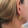 N7744a Boucles d oreilles boheme chic plume acier inox doré - Bijoux Boucles d'oreilles en ligne Ninanina