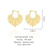 N7744f Boucles d oreilles boheme chic plume acier inox doré - Bijoux Boucles d'oreilles en ligne Ninanina