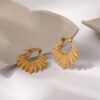 N7744g Boucles d oreilles boheme chic plume acier inox doré - Bijoux Boucles d'oreilles en ligne Ninanina