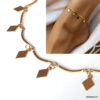 N7746c Bracelet de cheville boheme chic losange en laiton doré - Bijoux de pieds en ligne Ninanina