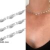 N7760b Collier feuille Ras de cou acier inoxydable argenté - Bijoux Colliers en ligne Ninanina
