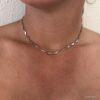N7760d Collier feuille Ras de cou acier inoxydable argenté - Bijoux Colliers en ligne Ninanina