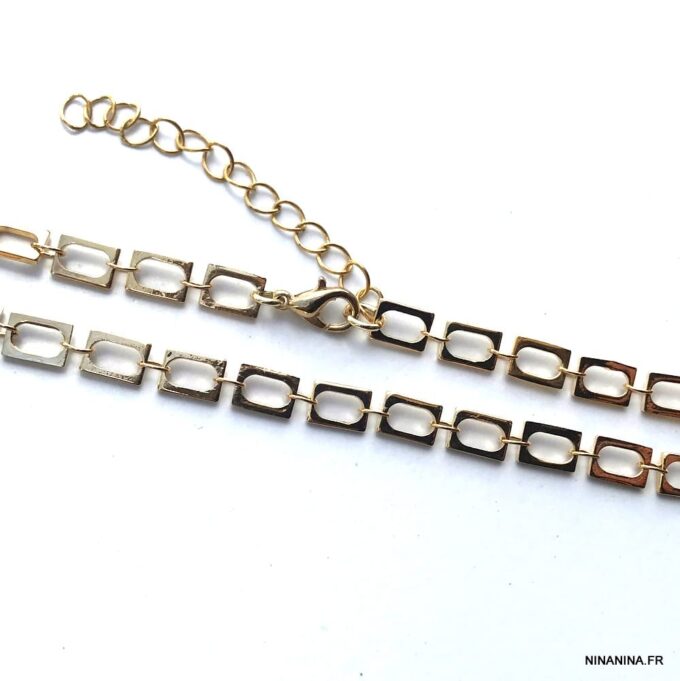 N7772a Bracelet de cheville grande taille maillon rectangle doré - Bijoux de pieds en ligne Ninanina