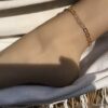 N7772d Bracelet de cheville grande taille maillon rectangle doré - Bijoux de pieds en ligne Ninanina