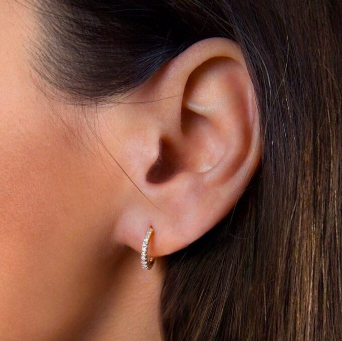 N7749 Mini creoles zirconium diamant synthétique Argent 925 - Bijoux Boucles d'oreilles en ligne Ninanina