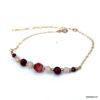 N7754d Bracelet Quartz Rose et Grenat Rouge fin Plaqué Or - Bijoux Bracelets en ligne Ninanina