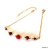 N7754e Bracelet Quartz Rose et Grenat Rouge fin Plaqué Or - Bijoux Bracelets en ligne Ninanina