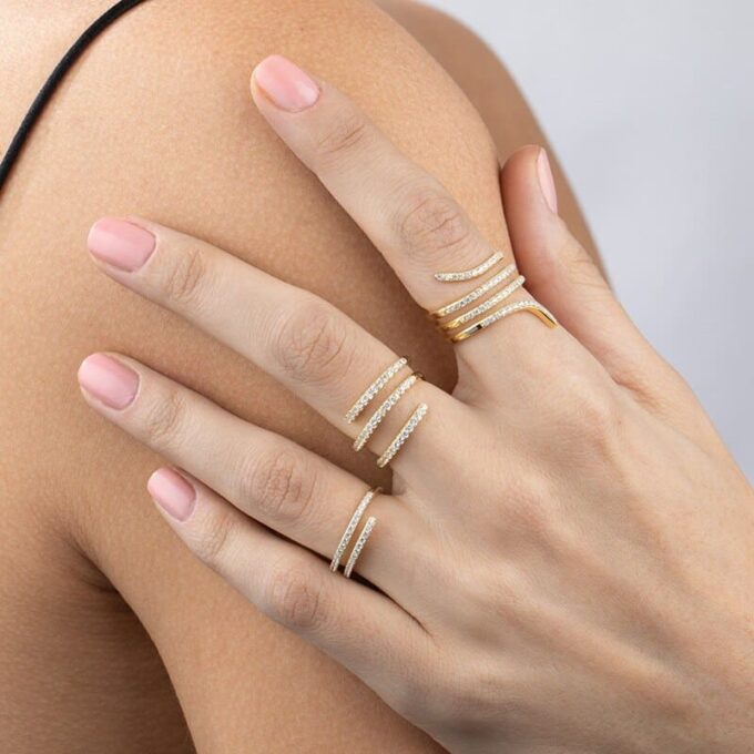 N7761c Bague reglable femme oxyde de zirconium plaqué or - Bijoux Bagues en ligne Ninanina