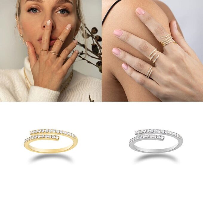 N7762B Bague réglable Argent 925 femme oxyde de zirconium - Bijoux Bagues en ligne Ninanina