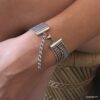 N7792b Bracelet Manchette Femme Tendance chainettes Acier - Bijoux Bracelets en ligne Ninanina