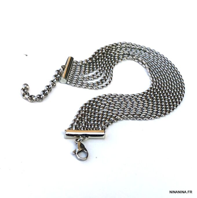 N7792g Bracelet Manchette Femme Tendance chainettes Acier - Bijoux Bracelets en ligne Ninanina