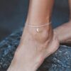 N7773b Chaînette de cheville double croissant de lune Argent - Bijoux de pieds en ligne Ninanina