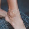 N7773BIS Chaînette de cheville double croissant de lune Argent - Bijoux de pieds en ligne Ninanina
