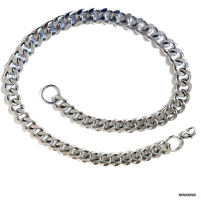 N7774 Collier Chaine Femme Grosse Maille Gourmette Acier Inoxydable - Bijoux Colliers femmes en ligne Ninanina