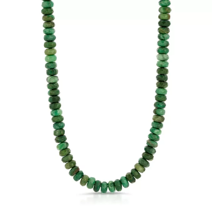 N7776b Collier Jade Vert Femme Perle Rondelle Pierre Naturelle - Bijoux Colliers en ligne Ninanina