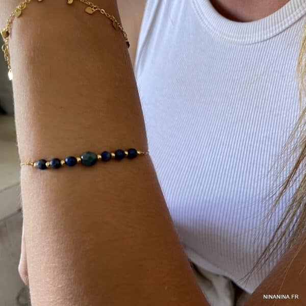 Bracelet Pierres Naturelles - Aventurine, Howlite, Lapis Lazuli - Ajustable - Style Bohème