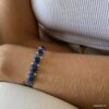 N7816e Bracelet Lapis Lazuli Manchette cabochons Pierre Bleue - Bijoux Bracelets en ligne Ninanina