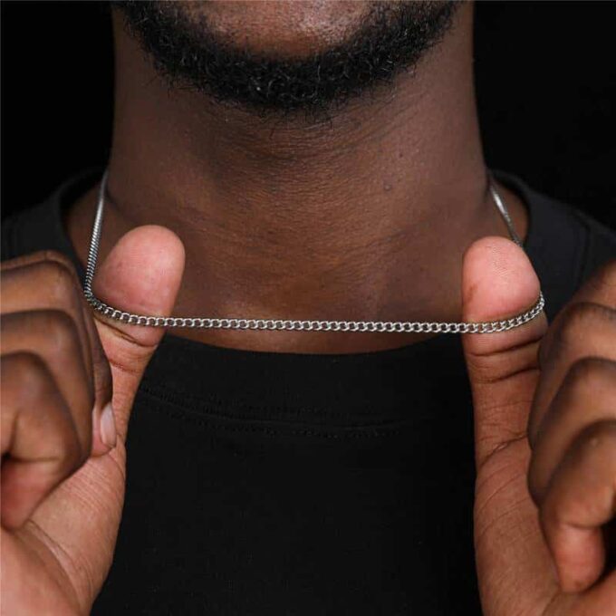 N7819 Chaîne en acier inoxydable pour homme maille cubaine - Bijoux Chaines en ligne Ninanina