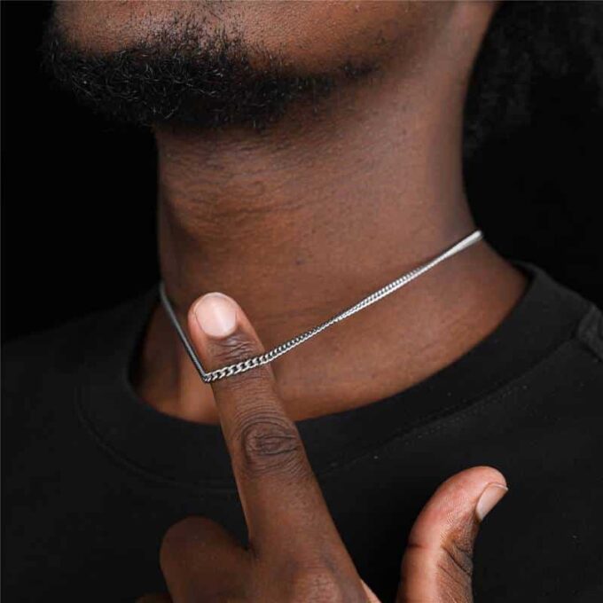 N7819a Chaîne en acier inoxydable pour homme maille cubaine - Bijoux Chaines en ligne Ninanina